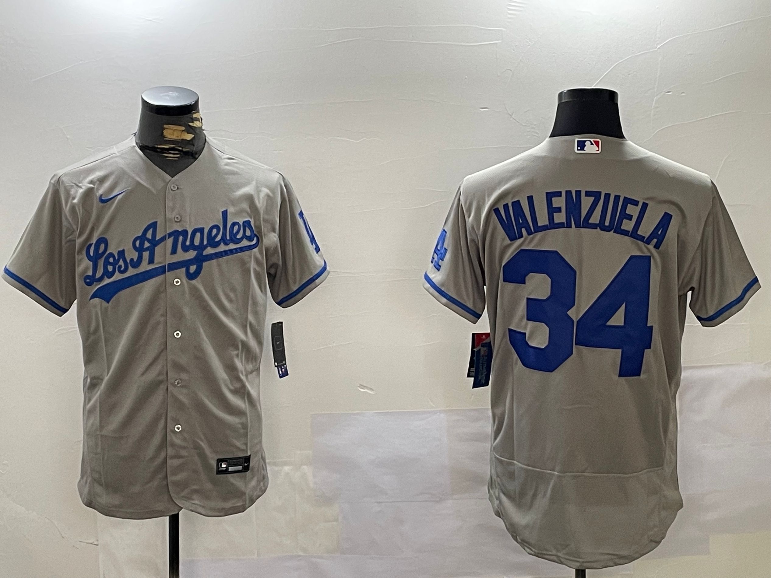 Men Los Angeles Dodgers #34 Valenzuela Grey Elite 2024 Nike MLB Jersey style 1216